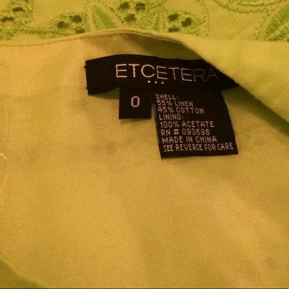 ETCETERA Lime green Eyelet Skirt Linen Cotton Mini - Picture 4 of 5